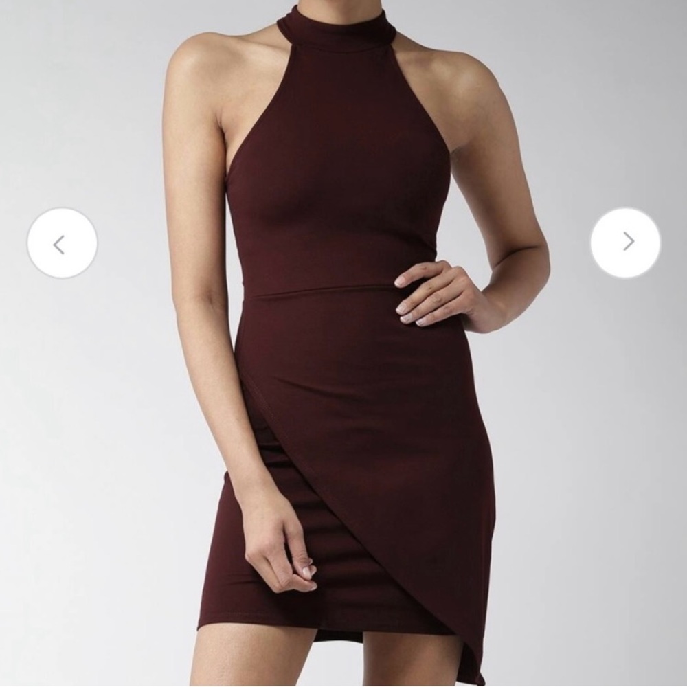 Forever 21 Elegant Burgundy Halter Dress - Size Medium